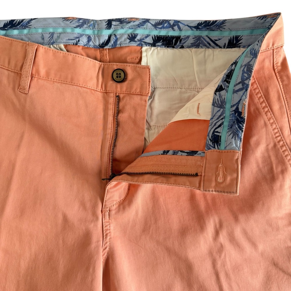 Tommy Bahama 36x9.5 Coral Orange Cotton Blend Flat Front Stretch Men's Shorts - Picture 4 of 9